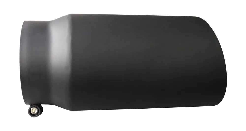 501B – SPEEDFX Exhaust Tail Pipe Tip, 5 Inch Inlet 6 Inch Outlet Black Stainless Steel Round Angled Cut Beveled Edge ...